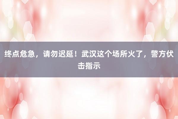 终点危急，请勿迟延！武汉这个场所火了，警方伏击指示